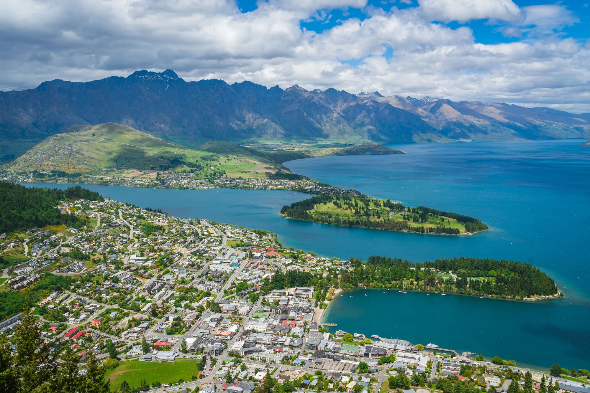 Queenstown and Lake Wakatipu from above