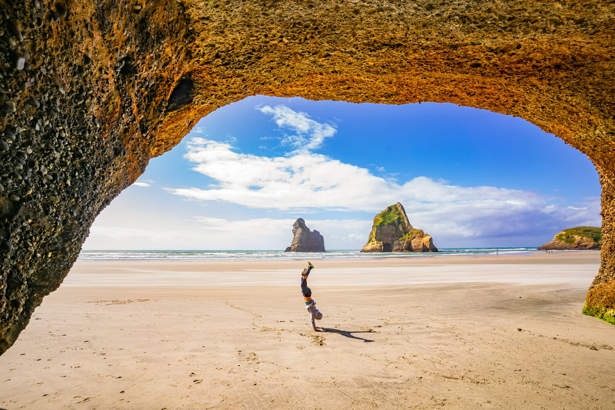 Sea arch at Wharariki Beach