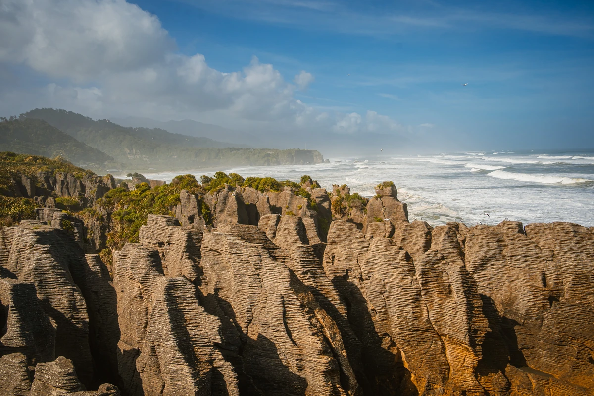 Punakaiki Pancake Rocks and surf