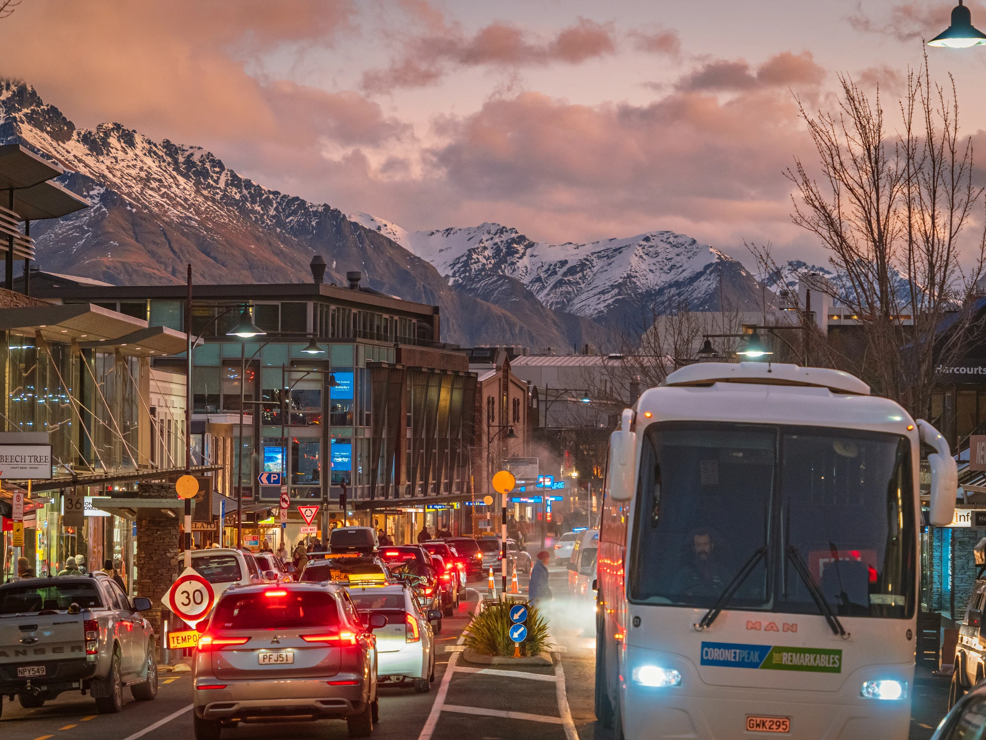 Seasonal scene: Queenstown winter dusk