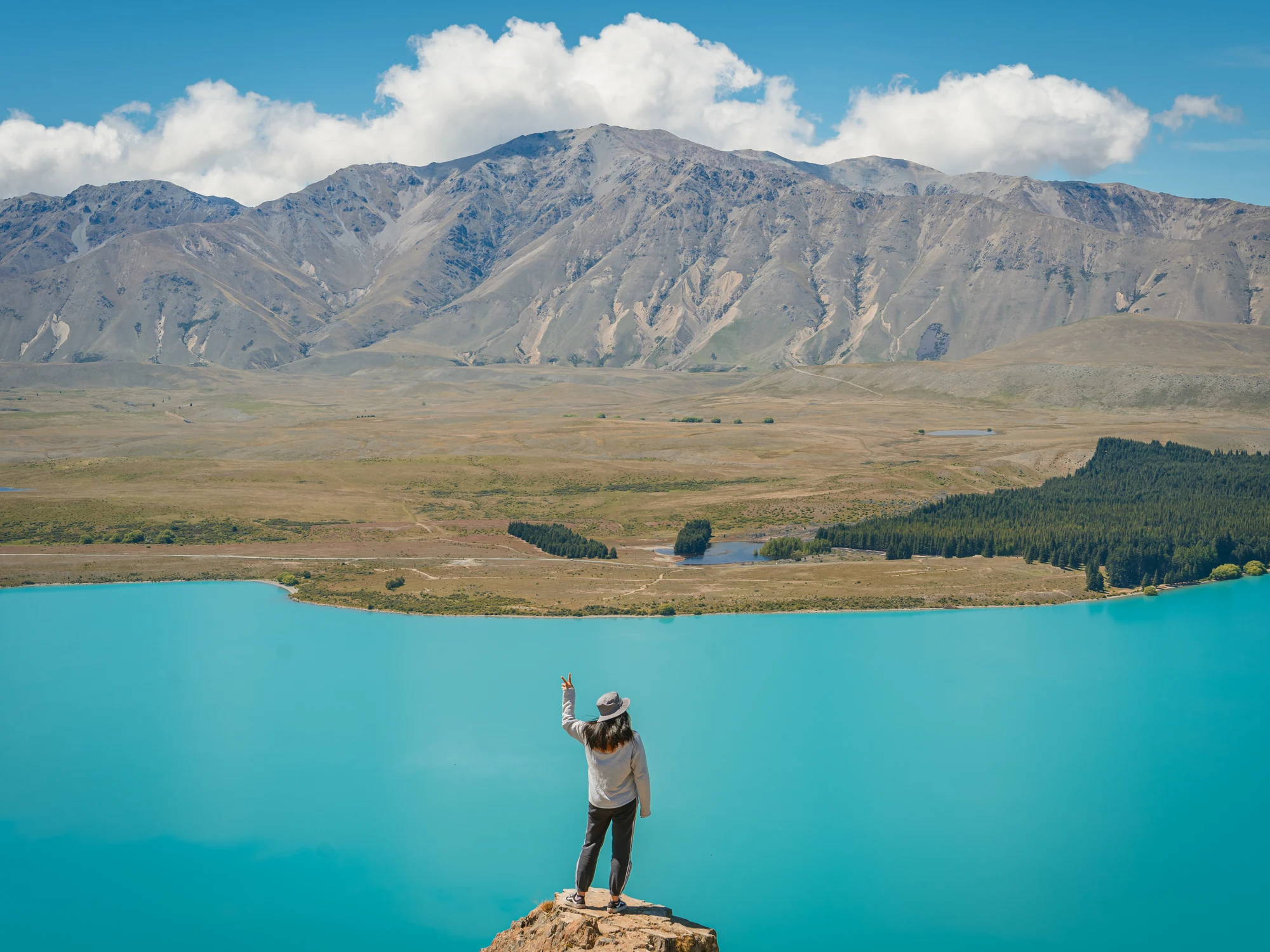 Looking over Lake Tekapō from Mt John