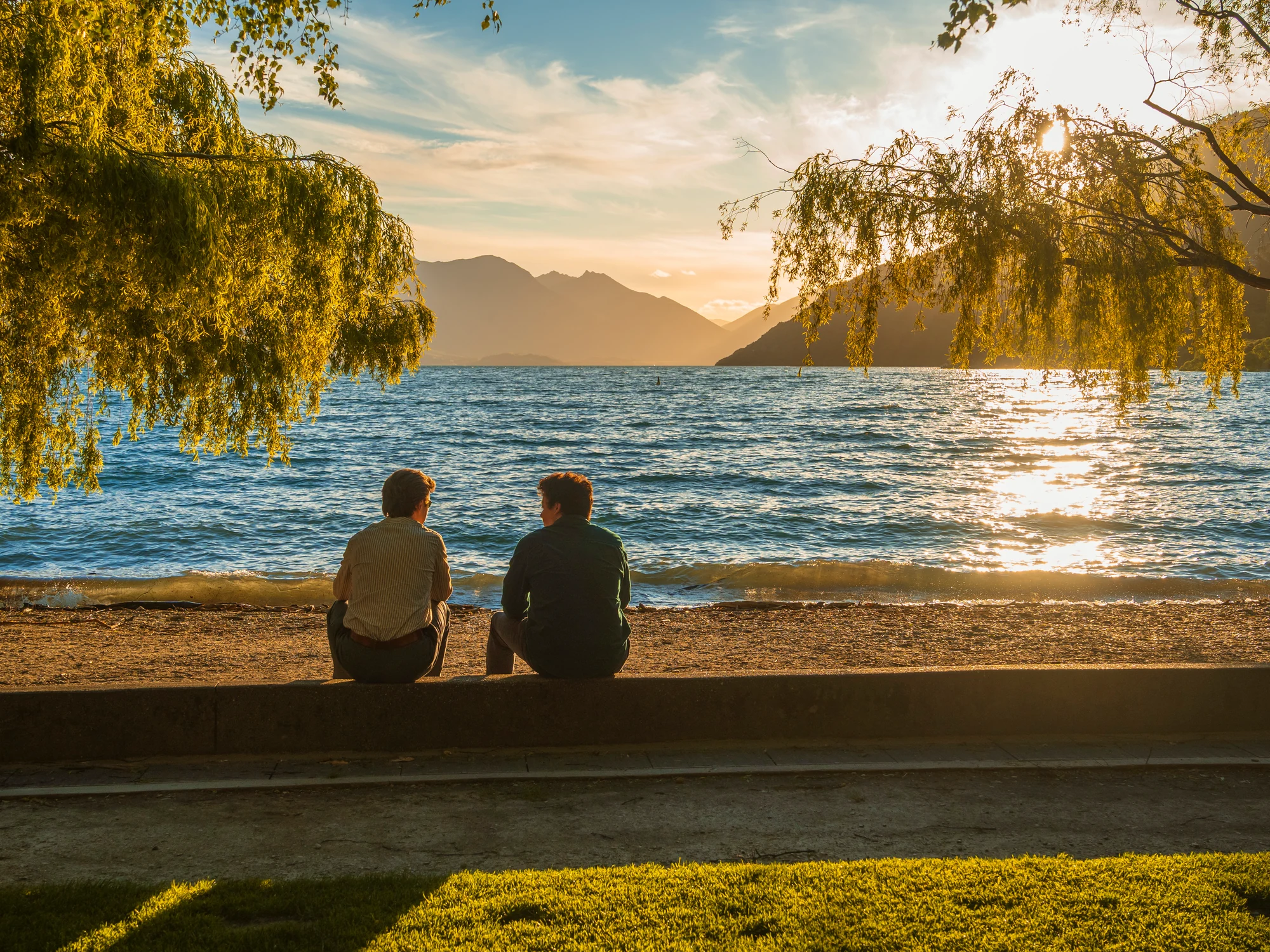 Sunset silhouettes by Lake Wānaka